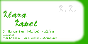 klara kapel business card